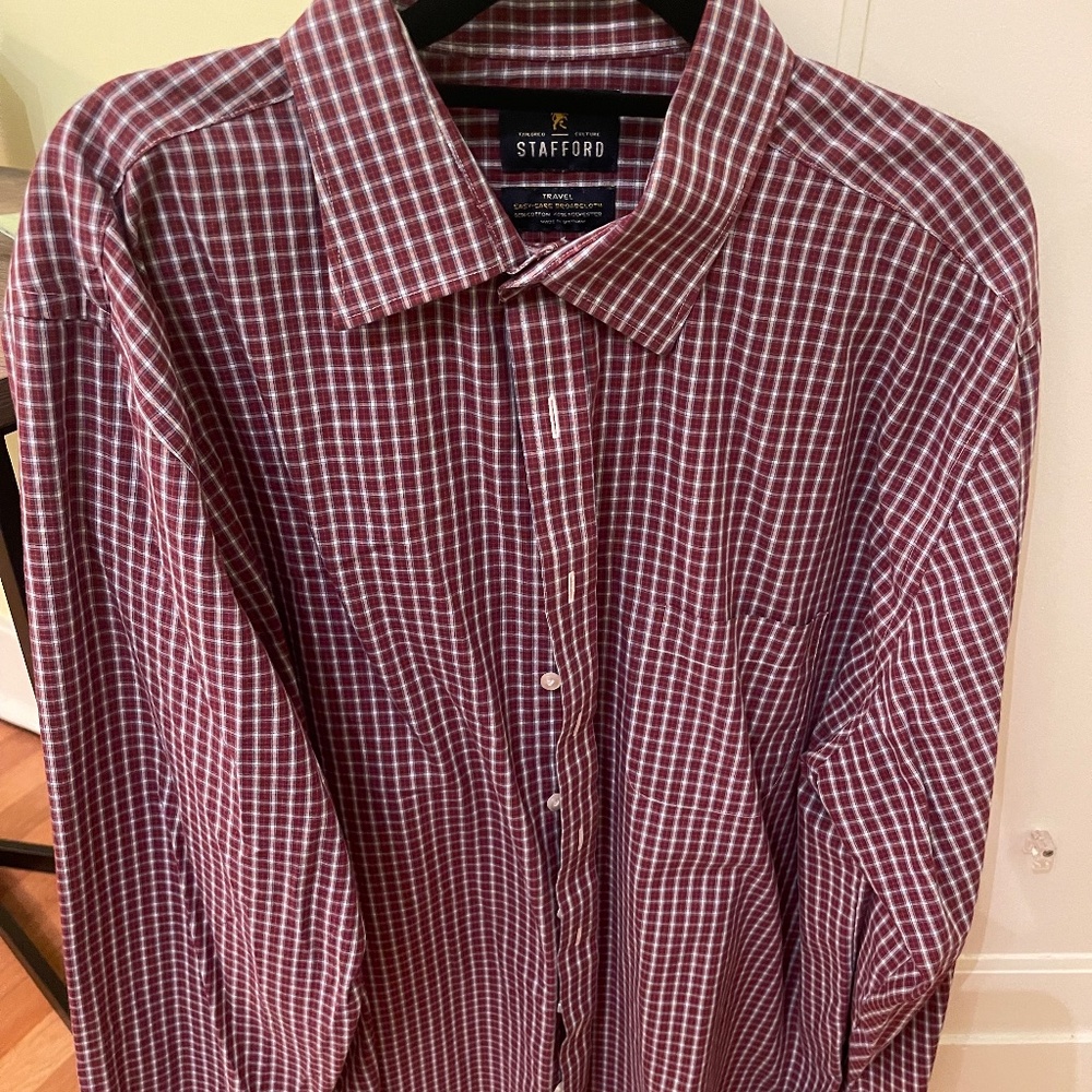 Men's plaid STAFFORD button down shirt size 17 1/2